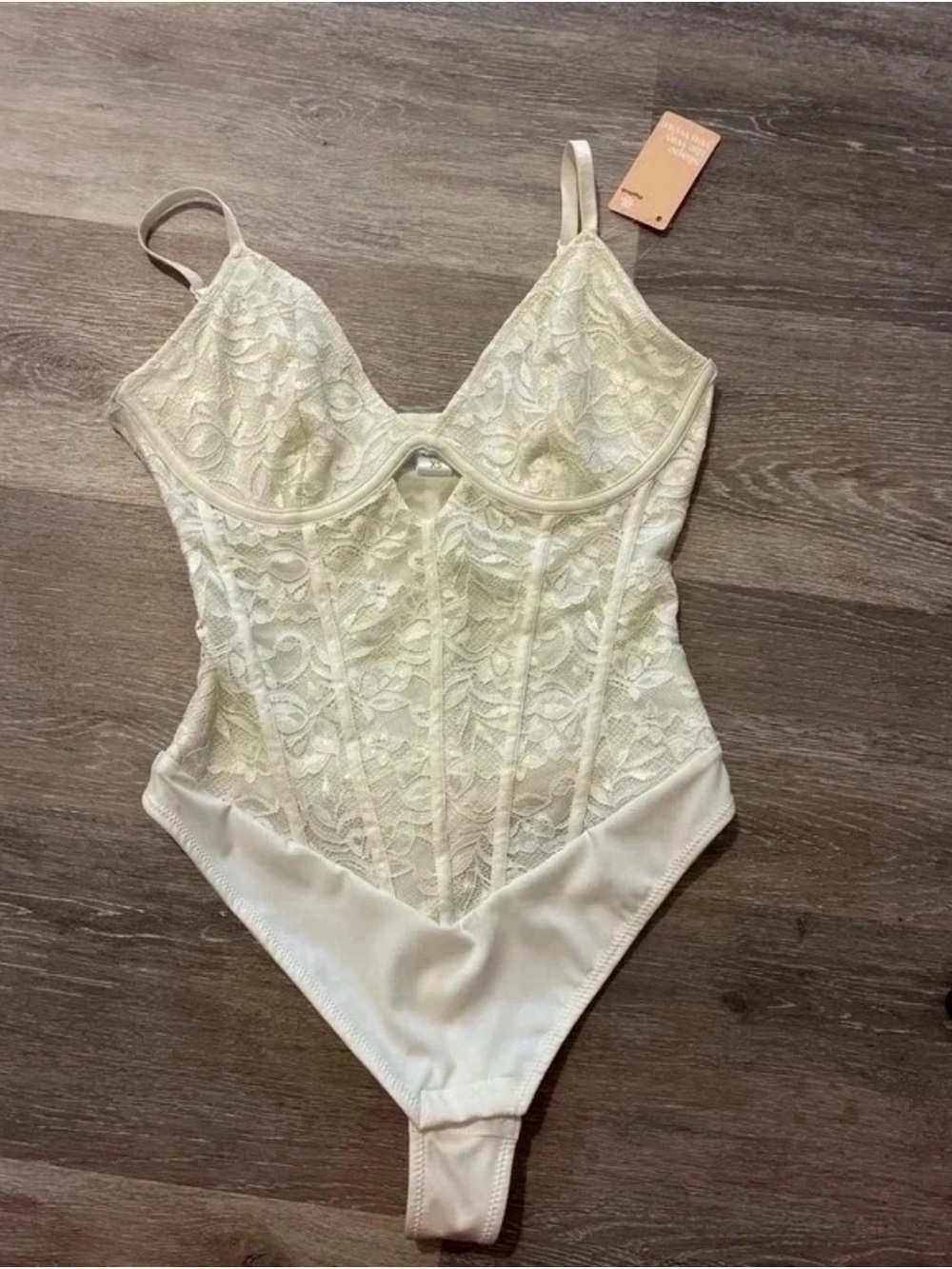 Popilush Lace Bodysuit Corset Teddy – Ivory XS NWT